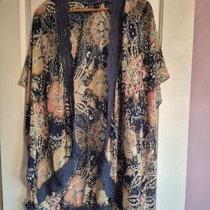 Semi-Sheer Cover Up with Lace Edging